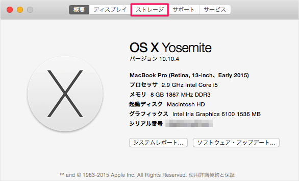 確認 mac ストレージ