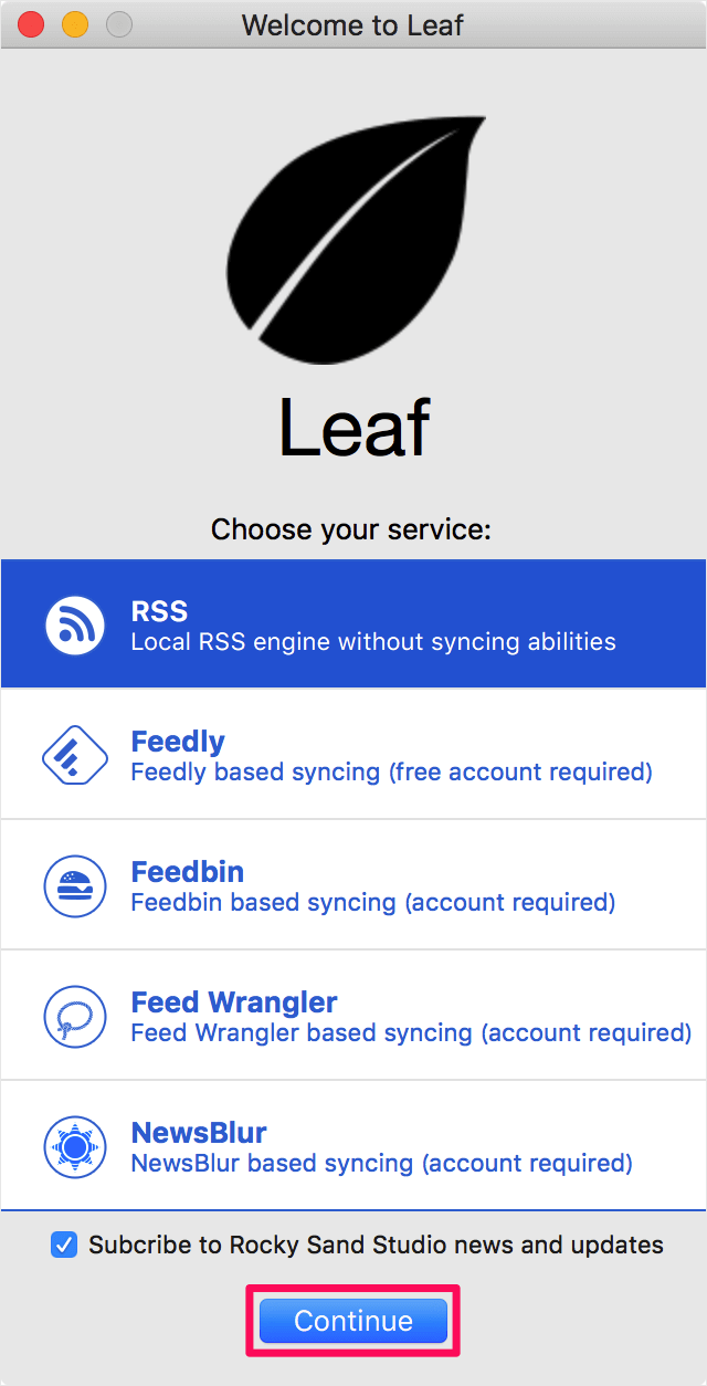 leaf rss news reader