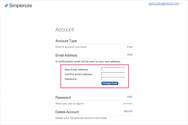 simplenote account email 06