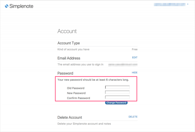 simplenote account password 06