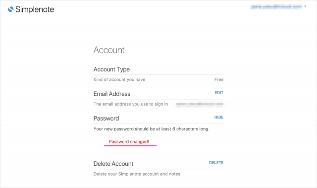 simplenote account password 08