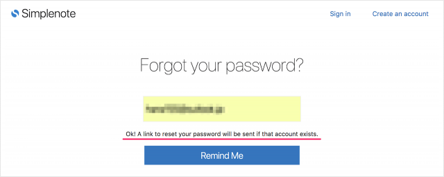 simplenote reset password 04