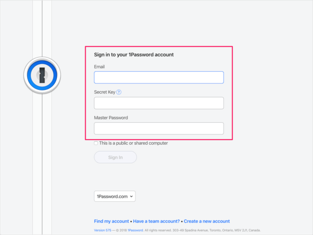1password account sign in out a02