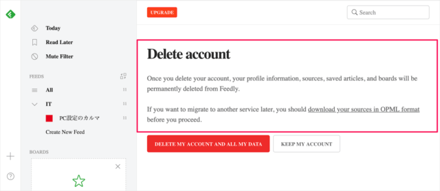 delete feedly account 05