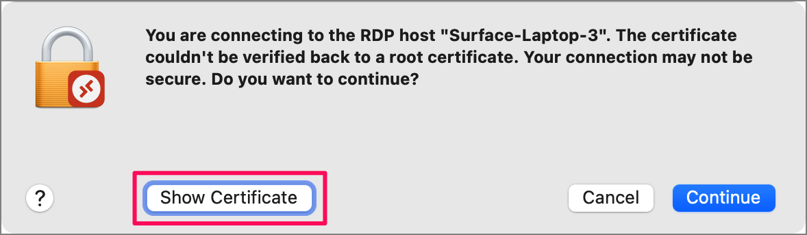 Macアプリ「Microsoft Remote Desktop」 証明書の確認を表示しないように PC設定のカルマ