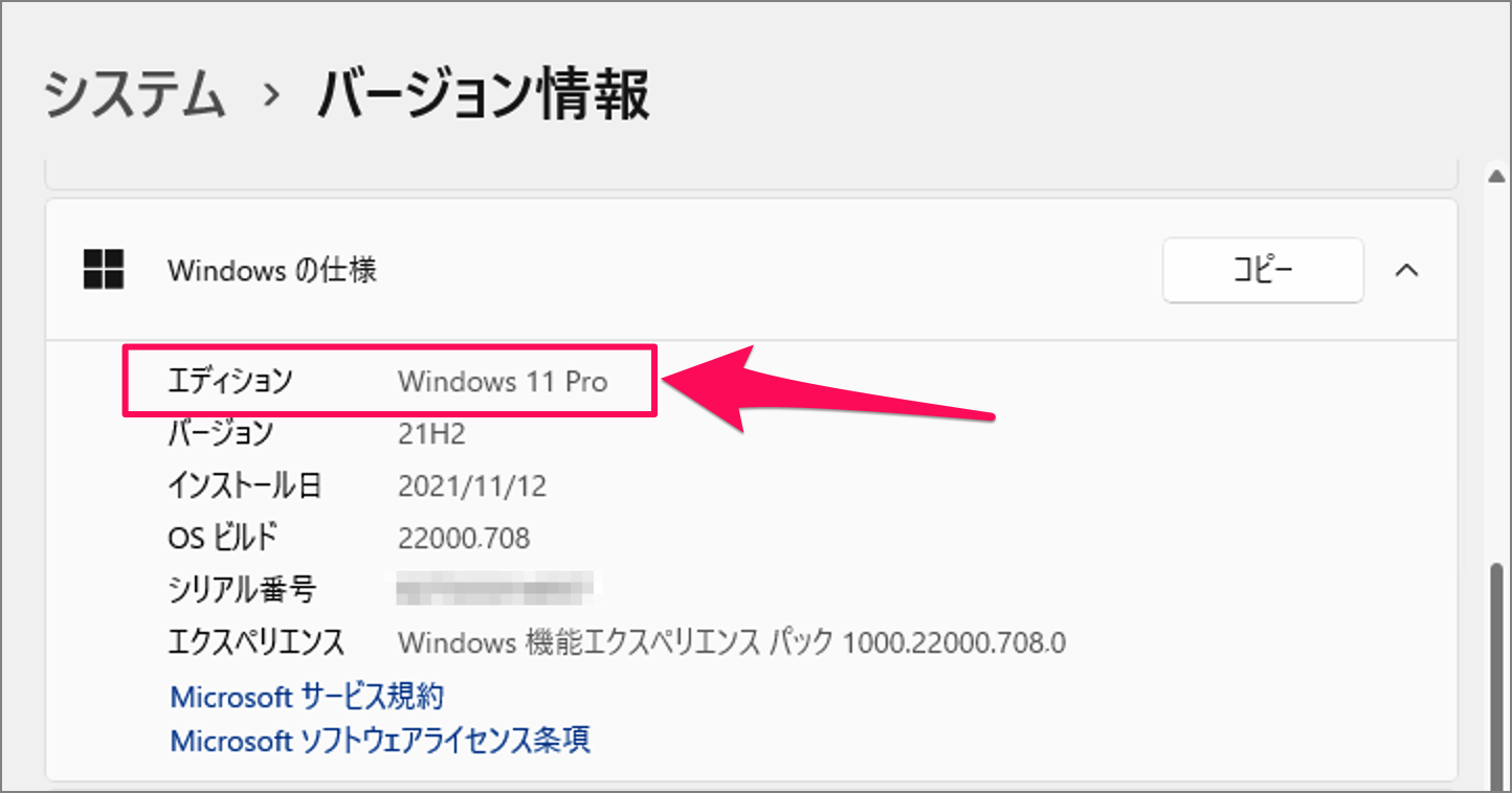 Windows 11 エディションを確認する方法（Home/Pro） PC設定のカルマ